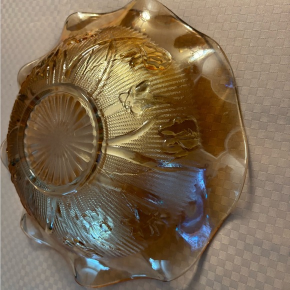 Jeanette Glass Iris & Herringbone Iridescent Wavy Bowl - Picture 2 of 8